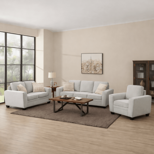 Confa Beige Living Room Set (Sofa + Loveseat + Chair)