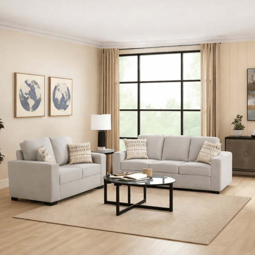 Confa Grey Living Room Set ( Sofa + Loveseat)