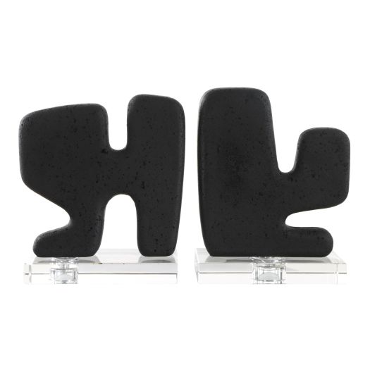 Crystal &Black Rice Stone SCULPTURE SET/2
