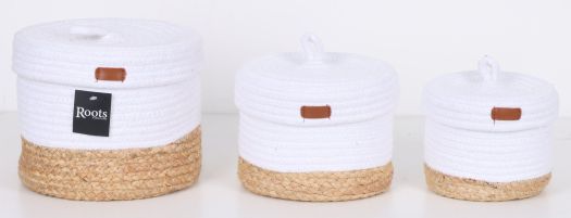 CTN/JUTE - RND CONTAINER W/LID - S/3