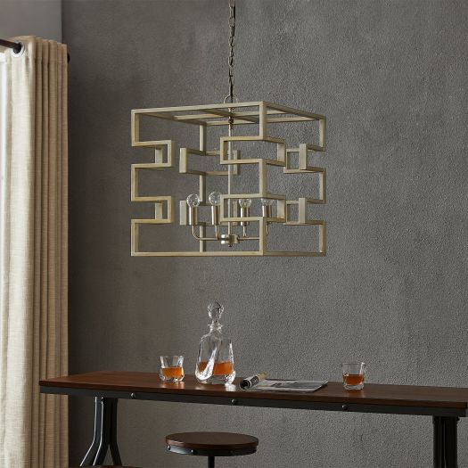 Puzzled Box Brass Leaf Finish Pendant Lamp