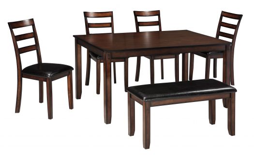 Coviar Dining Table and Chairs with Bench (Set of 6)