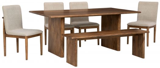 Isanti Dining Table and 4 Chairs and Bench Set