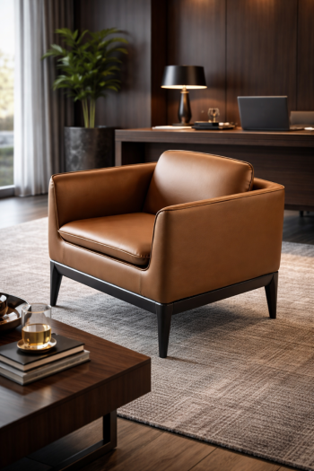 Arden Brown Leather Lounge Chair