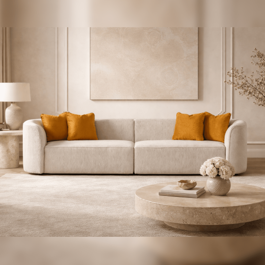 Dana Beige Mustard 4 Seater Sofa (287cm)