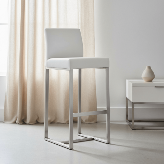 Denmark White Steel Barstool