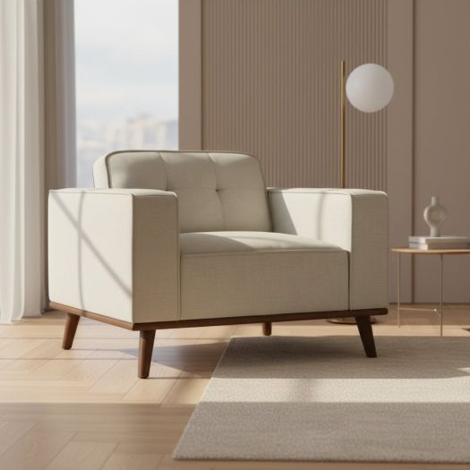 Destiny Chair with Wood Front in Belfast Fog