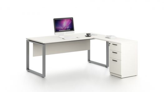 L-Shape office desk with three drawer unit side return