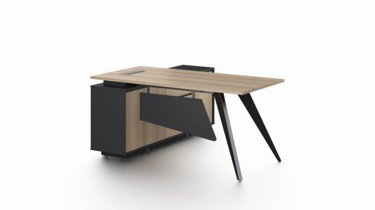Light Oak and Black Executive Office Desk with Storage Side Return - Small