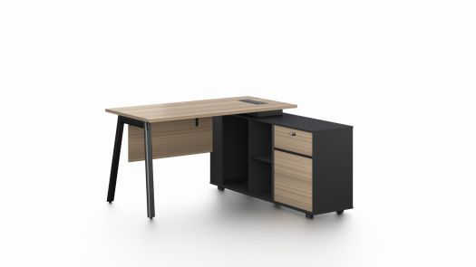 Light Oak Executive Office Desk with Lockable Side Return - Small