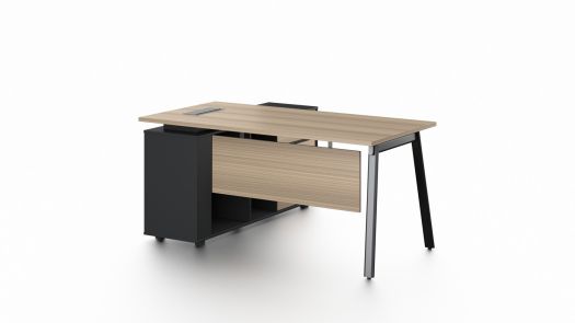 Light Oak Executive Office Desk with Lockable Side Return - Medium