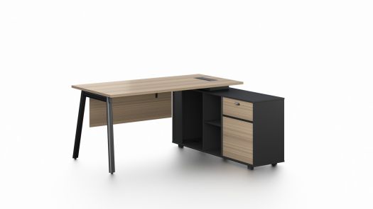 Light Oak Executive Office Desk with Lockable Side Return - Medium