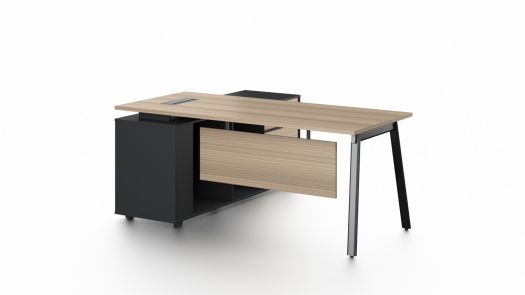 Light Oak Executive Office Desk with Lockable Side Return - Large