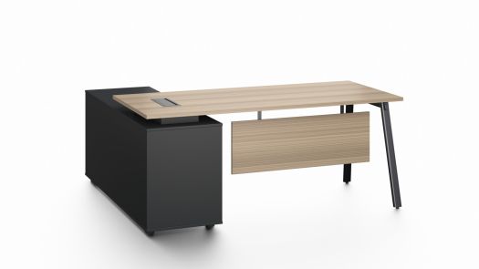 Light Oak Executive Office Desk with Lockable Side Return - Large