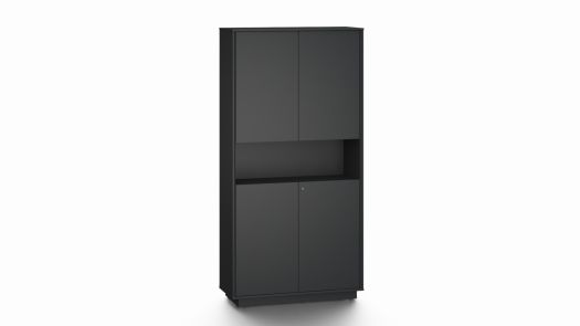 High Filing Cabinet with Open Shelf - Pure Black