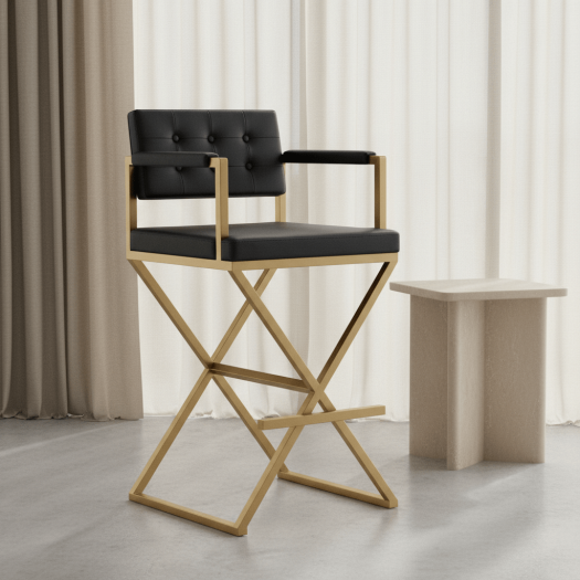 Director Black Gold Steel Barstool