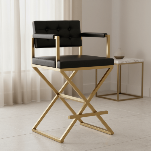 Director Black Gold Steel Counter Stool