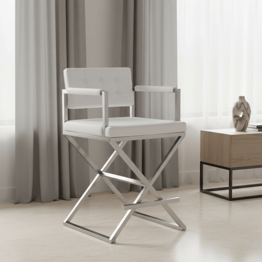 Director White Steel Counter Stool