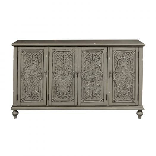 Gray Tin Front Four Door Credenza