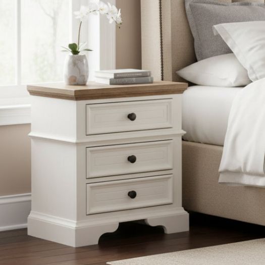 Eastwood Youth 3-Drawer Nightstand in Brown and Off-White