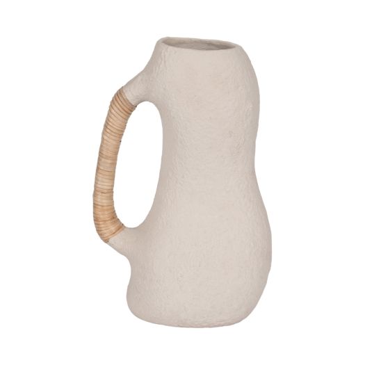 ECOMIX, 13 ORGANIC VASE WITH CANING, IVORY
