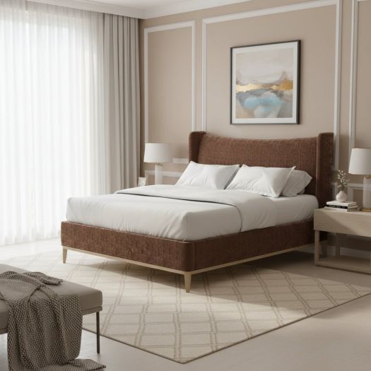 Edwin Wing Shelter King Uph. Bed -Suede