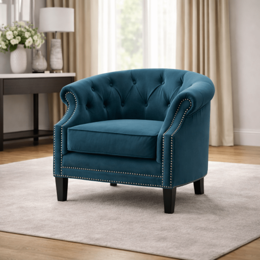 Elevated Greek Navy Blue Accent Chair