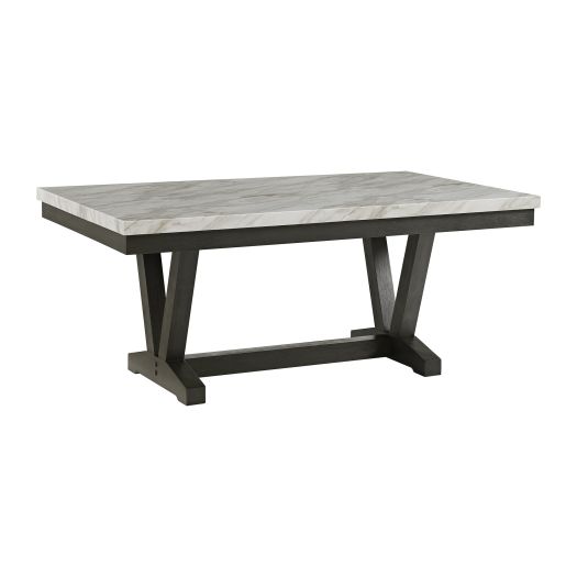 Everdeen Dining Table w/ White Faux Marble Top in Charcoal