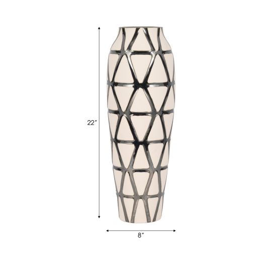Fabiola Oversized Tribal Vase, Pewter
