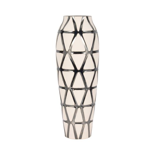 Fabiola Oversized Tribal Vase, Pewter