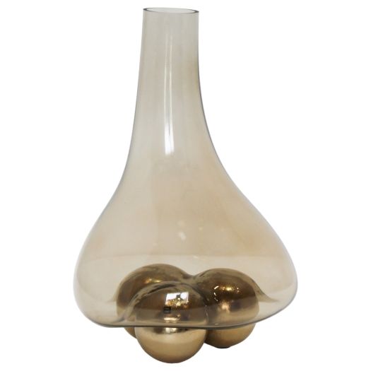 Feline Glass Vase With Metal Ball Base