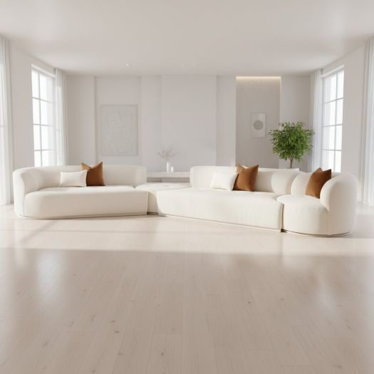 Fickle Cream Boucle 4-Piece Modular LAF Sectional