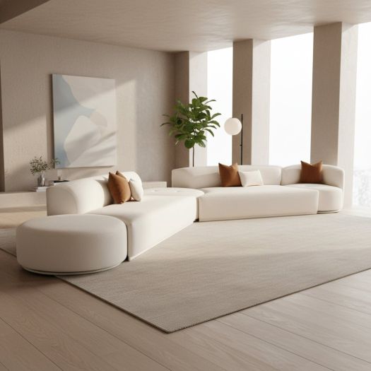 Fickle Cream Boucle 5-Piece Modular Chaise Sectional