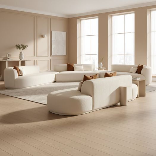 Fickle Cream Boucle 5-Piece Modular Sectional