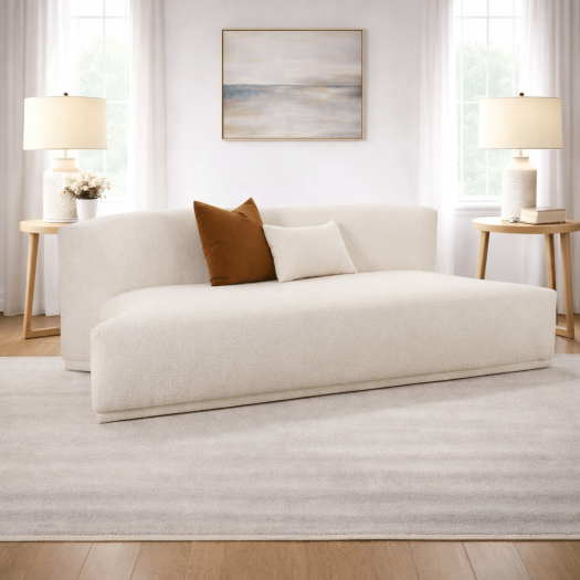 Fickle Cream Boucle Modular Armless Loveseat