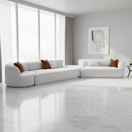 Fickle Grey Velvet 4-Piece Modular RAF Sectional