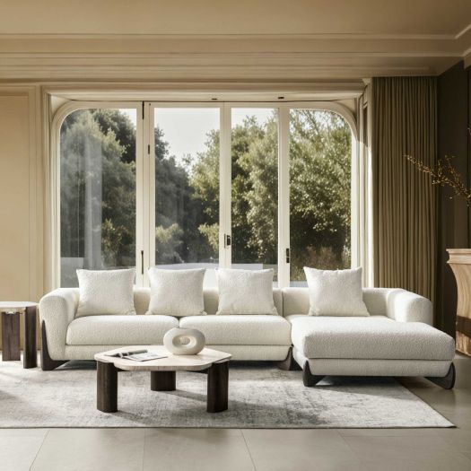 Floux White Right Chaise Sectional