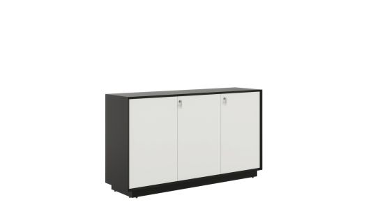 Chamfered Low Height 3 Door Cabinet - Black and White