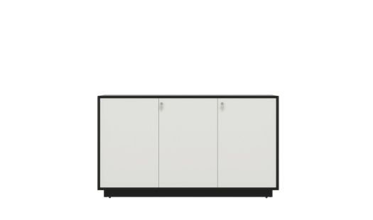 Chamfered Low Height 3 Door Cabinet - Black and White