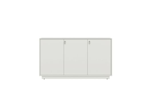 Chamfered Low Height 3 Door Cabinet - White