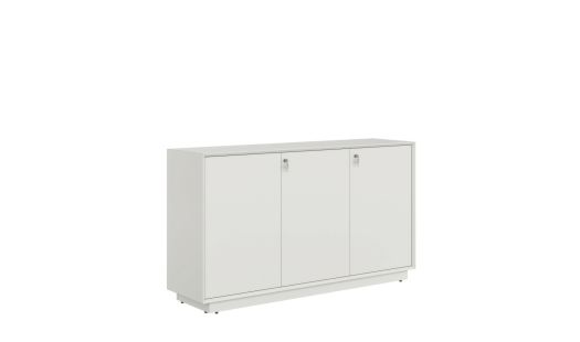Chamfered Low Height 3 Door Cabinet - White