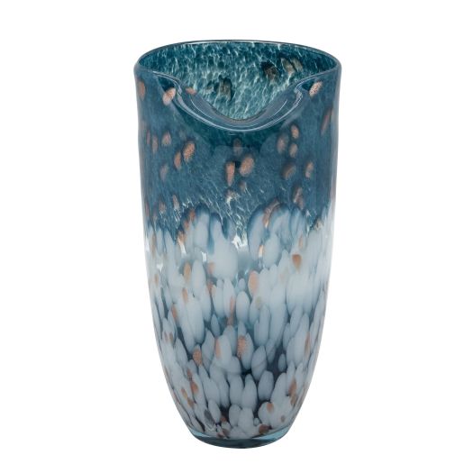 GLASS, 12 OCEAN ART VASE, BLUE