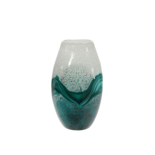 GLASS 12"H VASE, GREEN MIX