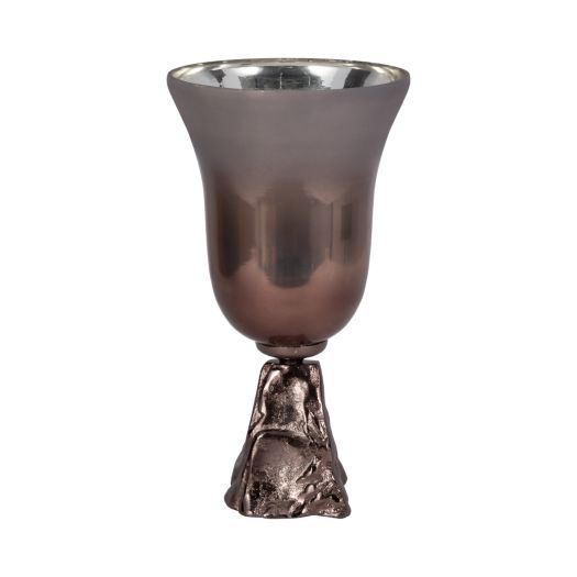 GLASS, 2-TONE CHALICE VASE, METALLIC KD