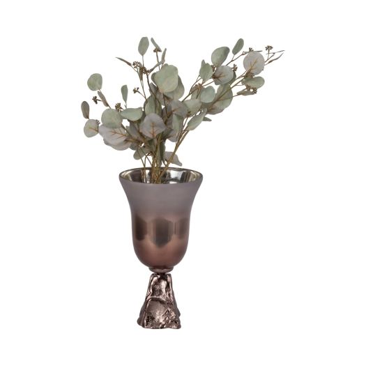 GLASS, 2-TONE CHALICE VASE, METALLIC KD