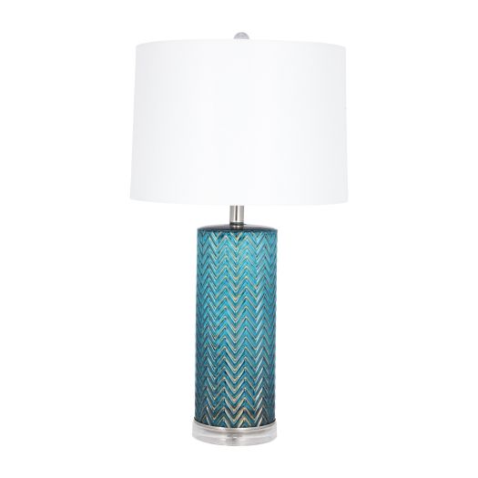 Glass 28 Chevron Table Lamp, Blue