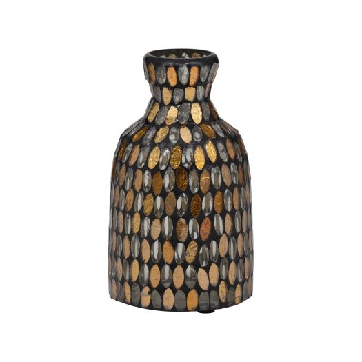 GLASS, 7H MOSAIC VASE, COPPER