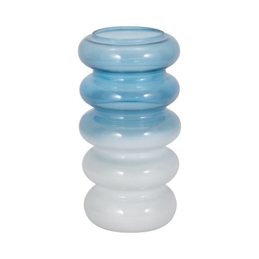 GLASS, ACCORDION VASE, BLUE