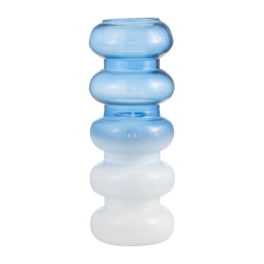 GLASS, ACCORDION VASE, BLUE