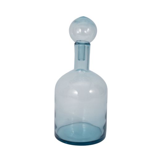 Glass Bottle With Stopper, Light Blue